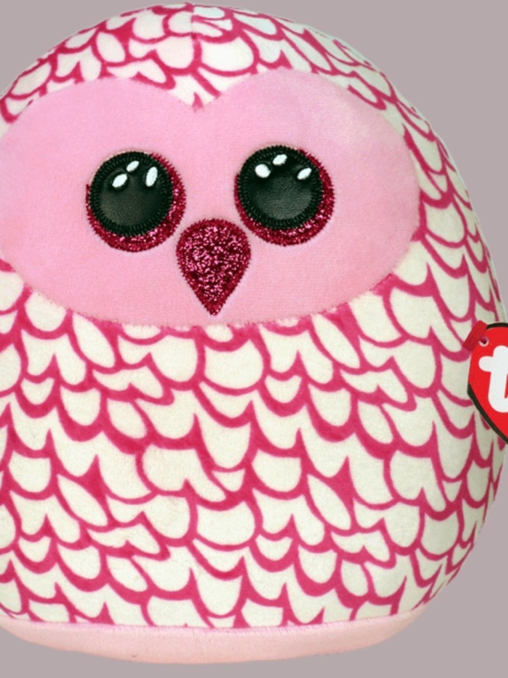 Ty Pink & White Owl Plush